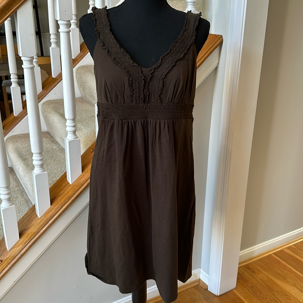 Ann Taylor Loft brown cotton sleeveless dress.  Size-MP